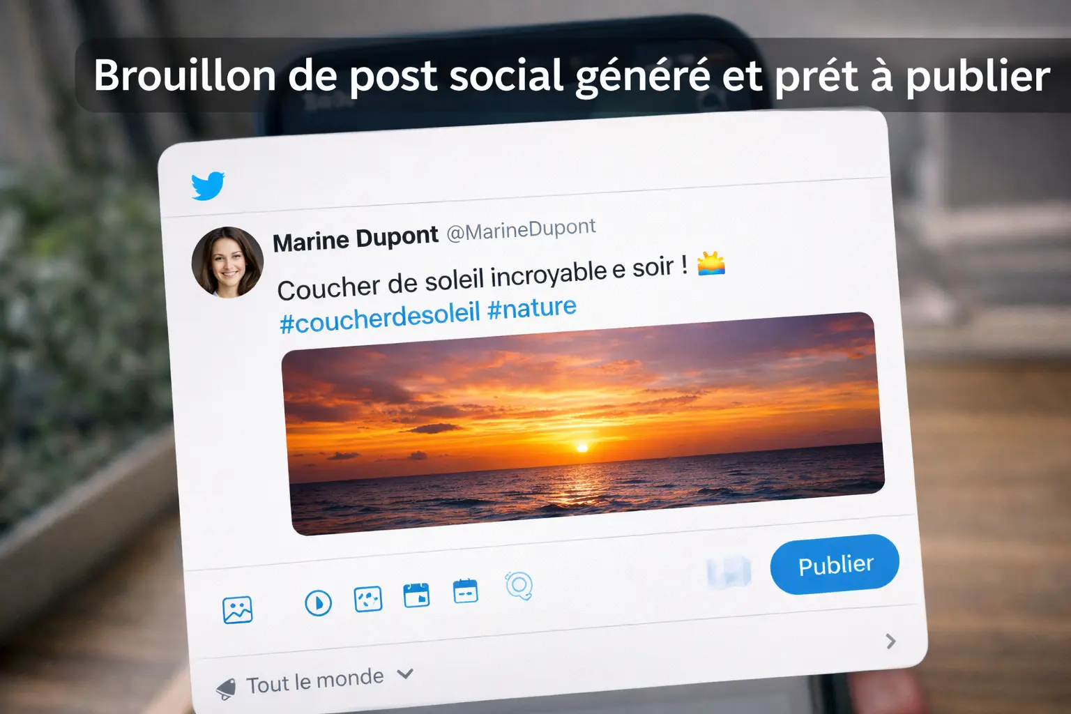 Brouillon de post social généré et prêt à publier