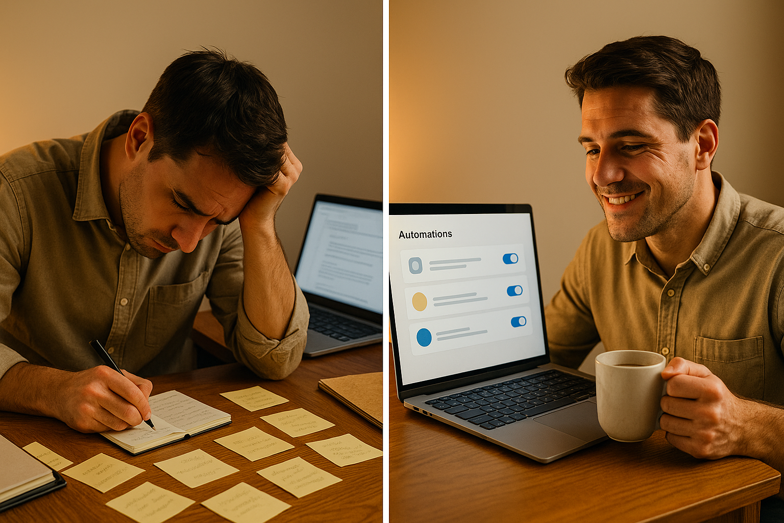 Comparison between manual monitoring with many browser tabs and automated monitoring through a dashboard