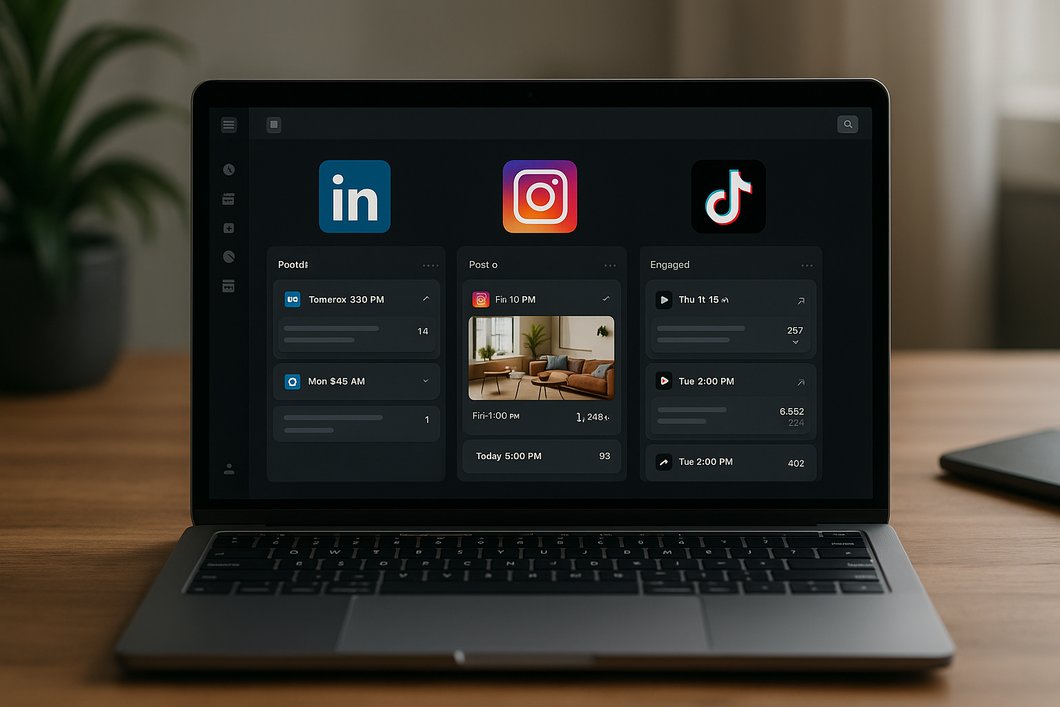 Dashboard showing multiple social networks being managed from a single interface